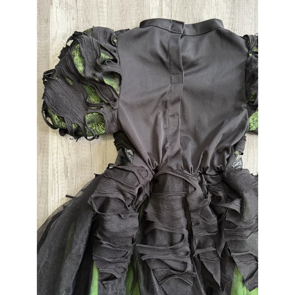 Spooked Witches Dress Costume Girls M (5-6) Green & Black With Spider Belt